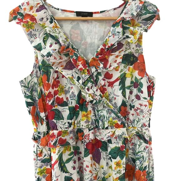 J. Crew Ruffle-Front Maxi Dress In Ratti Island Botanical Print Pockets Size‎ 12 - Picture 7 of 13